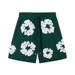 Denim Tears Green Cotton Wreath Print Casual Shorts